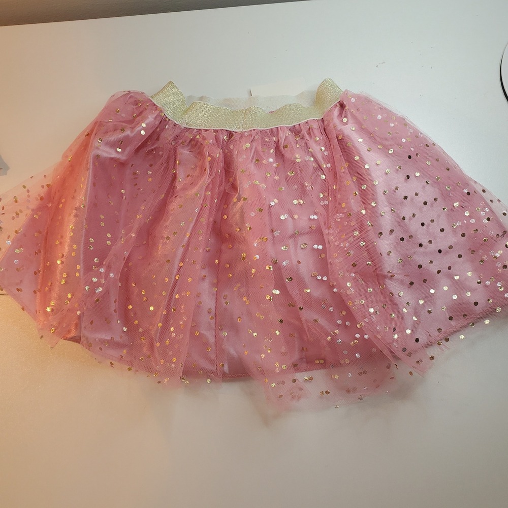 Princess Costume Set Pink Gold Tutu Skirt Crown Headband Star Wand Kids - Picture 3 of 9